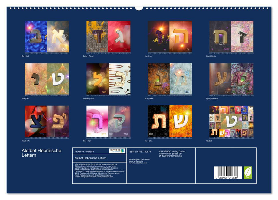 Alefbet Hebräische Lettern (CALVENDO Premium Wandkalender 2026)