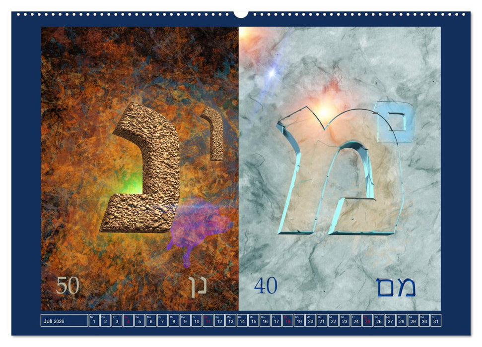 Alefbet Hebräische Lettern (CALVENDO Premium Wandkalender 2026)