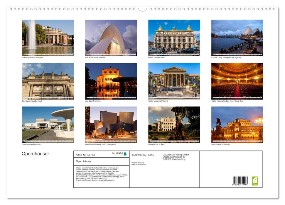 Opernhäuser (CALVENDO Wandkalender 2026)