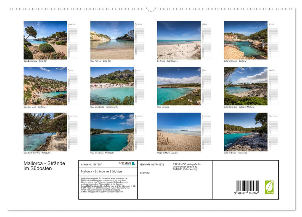 Mallorca - Strände im Südosten (CALVENDO Premium Wandkalender 2026)