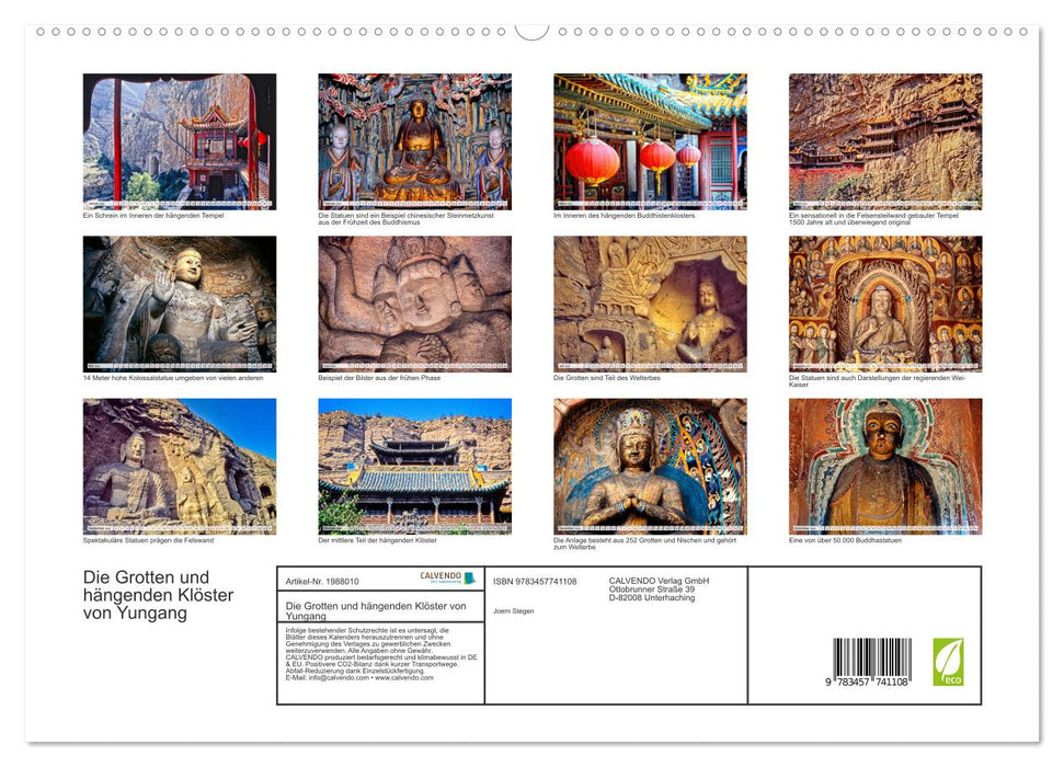 Die Grotten und hängenden Klöster von Yungang (CALVENDO Premium Wandkalender 2026)
