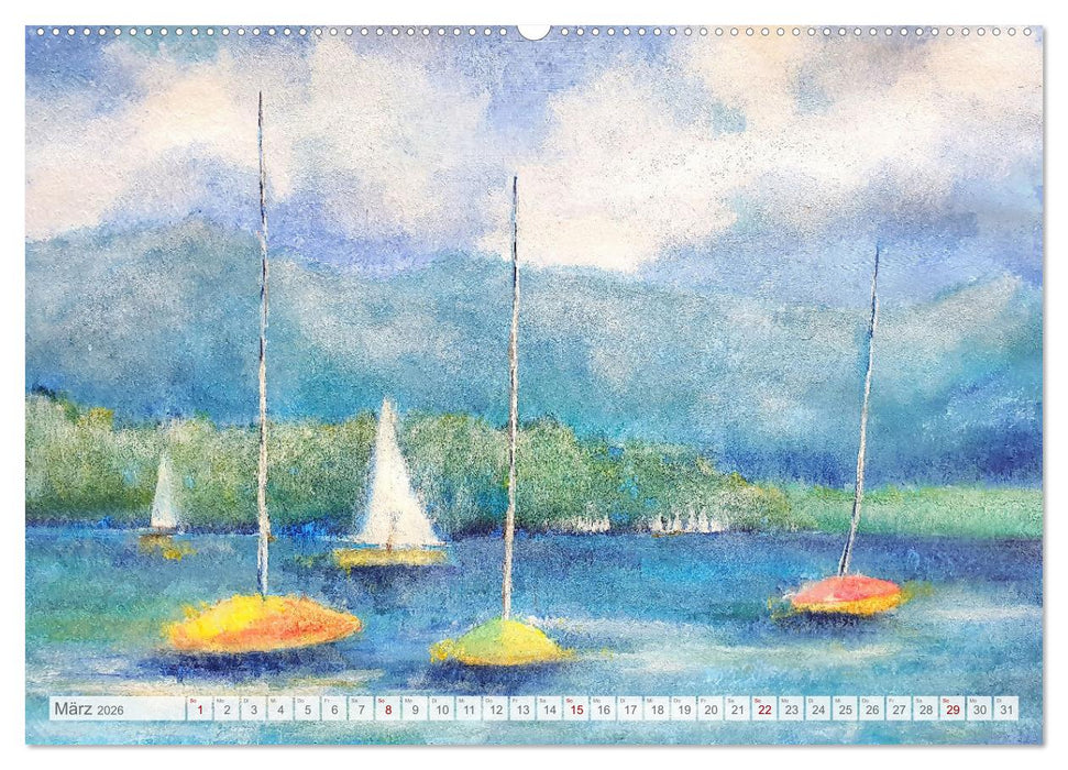 Oberbayern in Farbe - Gemalte Bilder vom Alpenrand (CALVENDO Premium Wandkalender 2026)