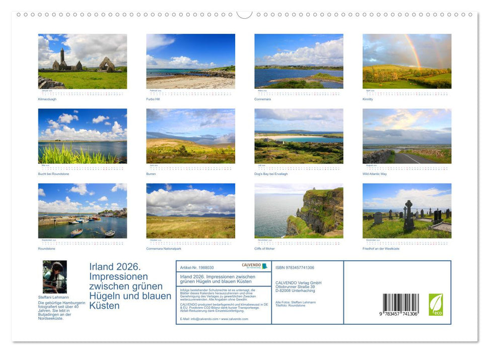 Irland 2026. Impressionen zwischen grünen Hügeln und blauen Küsten (CALVENDO Premium Wandkalender 2026)