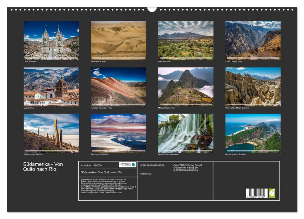 Südamerika - Von Quito nach Rio (CALVENDO Wandkalender 2026)