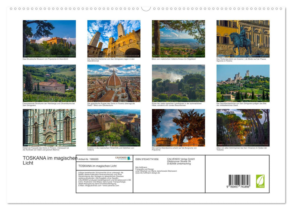 TOSKANA im magischen Licht (CALVENDO Premium Wandkalender 2026)