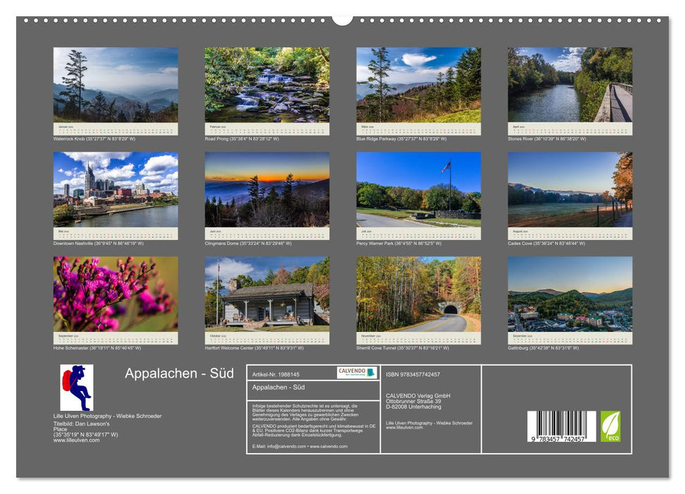 Appalachen - Süd (CALVENDO Premium Wandkalender 2026)