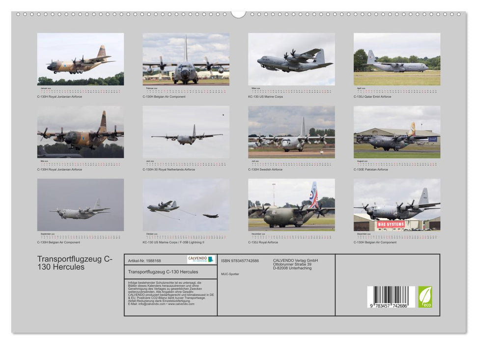 Transportflugzeug C-130 Hercules (CALVENDO Premium Wandkalender 2026)