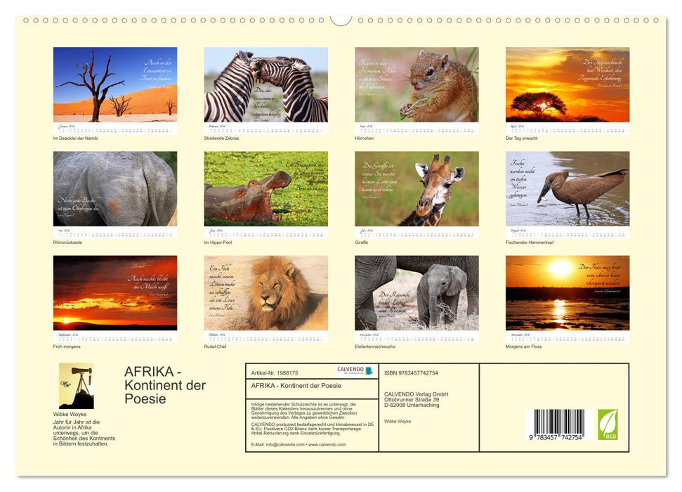 AFRIKA - Kontinent der Poesie (CALVENDO Premium Wandkalender 2026)