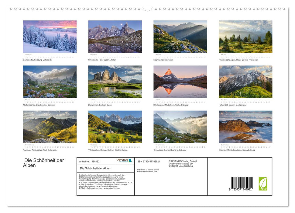 Die Schönheit der Alpen (CALVENDO Premium Wandkalender 2026)