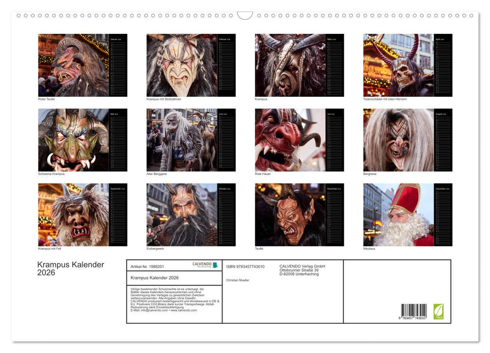 Krampus Kalender 2026 (CALVENDO Wandkalender 2026)