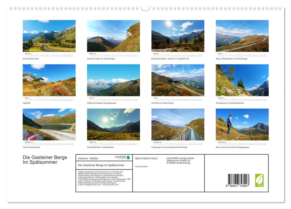 Die Gasteiner Berge Im Spätsommer (CALVENDO Premium Wandkalender 2026)