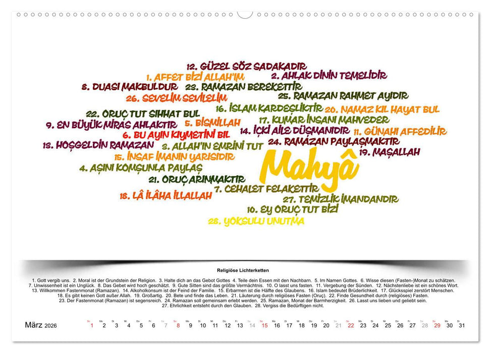 Kultur-Sprachkalender Türkisch-Deutsch (CALVENDO Wandkalender 2026)