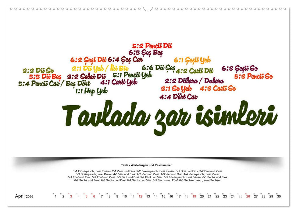 Kultur-Sprachkalender Türkisch-Deutsch (CALVENDO Wandkalender 2026)
