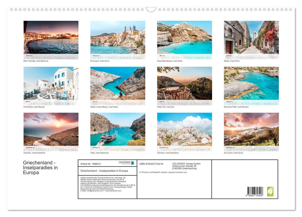 Griechenland - Inselparadies in Europa (CALVENDO Wandkalender 2026)