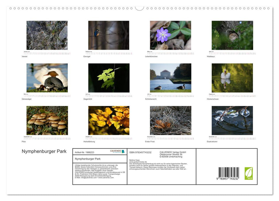 Nymphenburger Park (CALVENDO Premium Wandkalender 2026)
