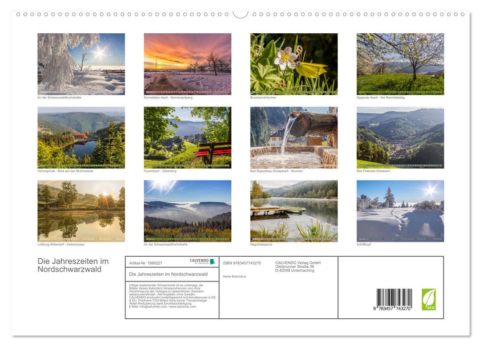 Die Jahreszeiten im Nordschwarzwald (CALVENDO Premium Wandkalender 2026)