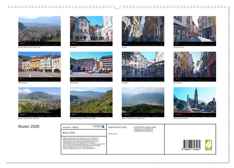 Bozen 2026 (CALVENDO Premium Wandkalender 2026)