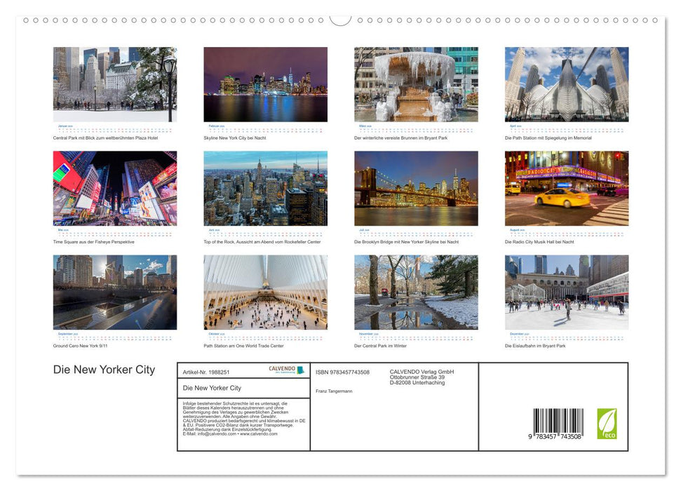 Die New Yorker City (CALVENDO Premium Wandkalender 2026)