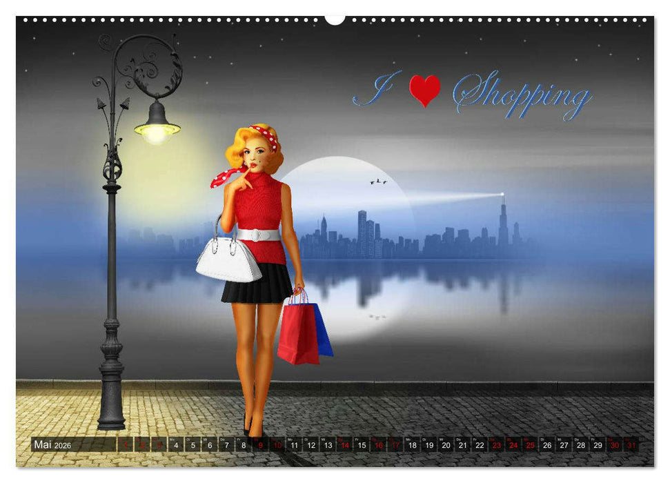 Pin-Up Girls im Retro Style by Mausopardia (CALVENDO Premium Wandkalender 2026)