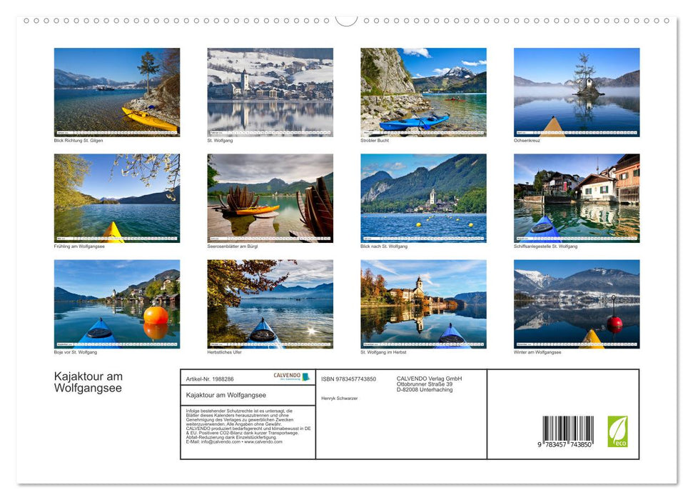 Kajaktour am Wolfgangsee (CALVENDO Premium Wandkalender 2026)