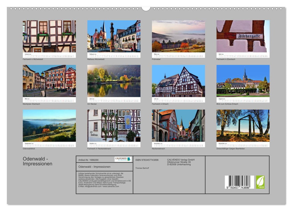 Odenwald - Impressionen (CALVENDO Premium Wandkalender 2026)