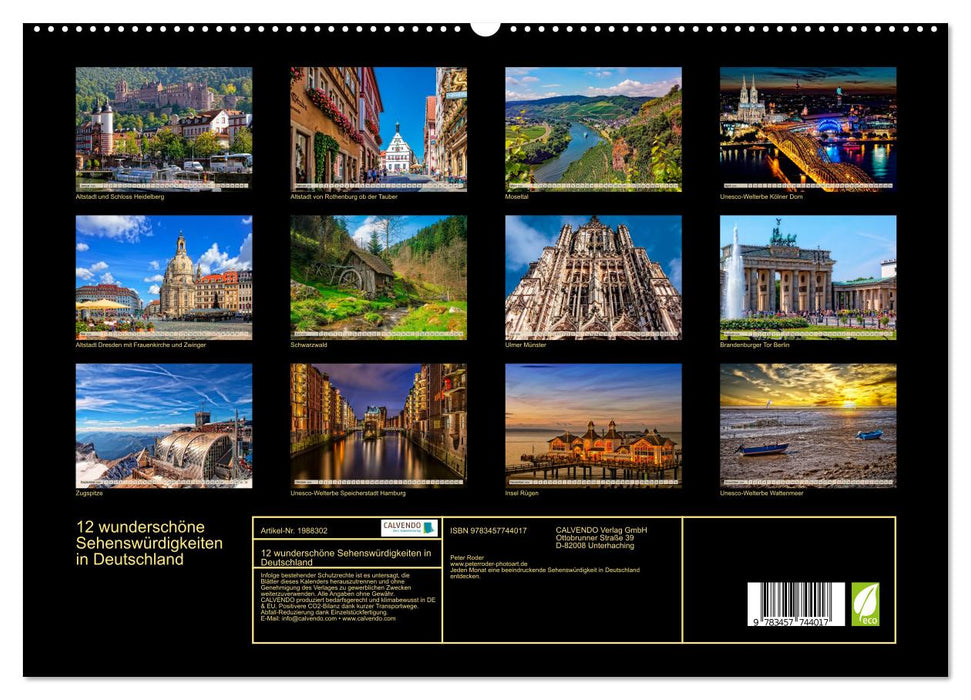 12 wunderschöne Sehenswürdigkeiten in Deutschland (CALVENDO Premium Wandkalender 2026)