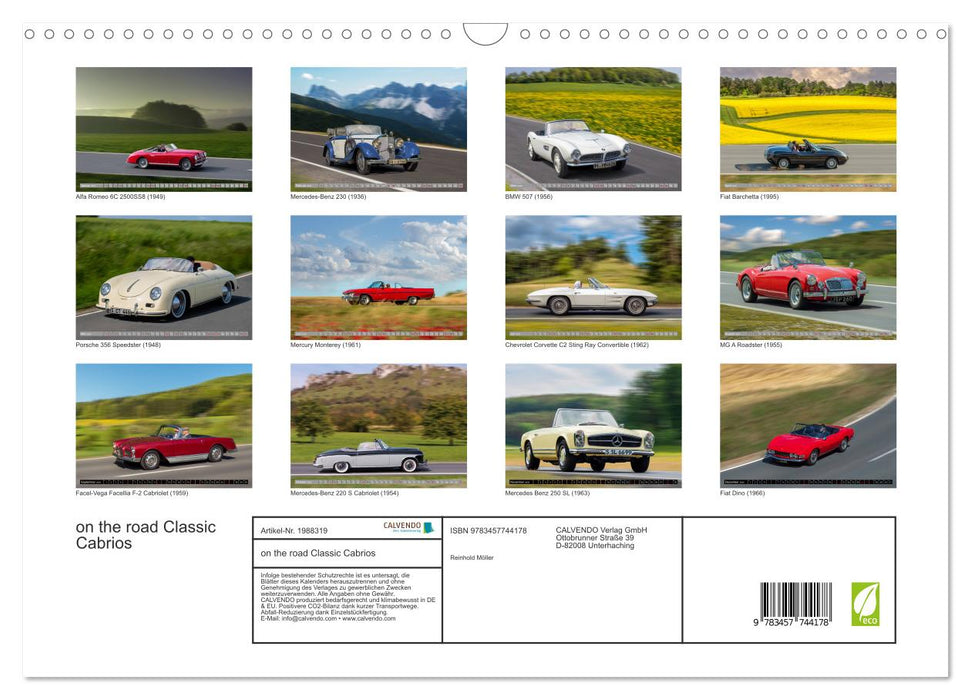on the road Classic Cabrios (CALVENDO Wandkalender 2026)