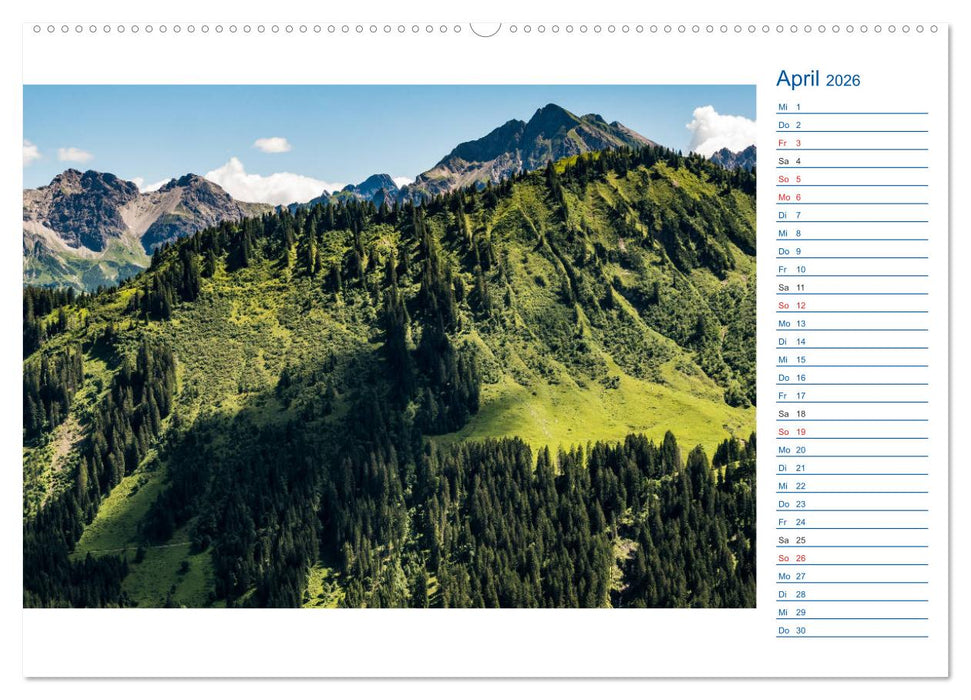 Region Oberstdorf - Kleinwalsertal und Nebelhorn (CALVENDO Premium Wandkalender 2026)