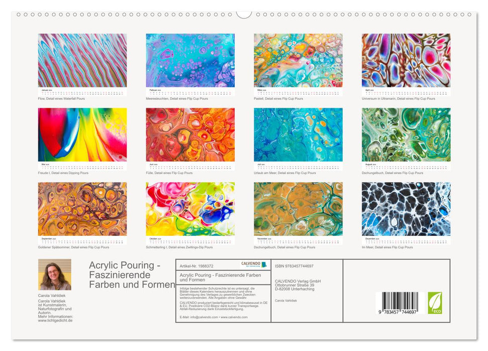 Acrylic Pouring - Faszinierende Farben und Formen (CALVENDO Wandkalender 2026)