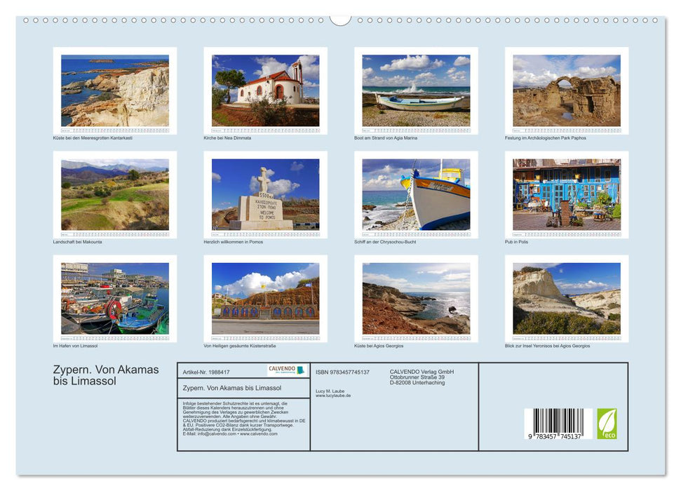 Zypern. Von Akamas bis Limassol (CALVENDO Premium Wandkalender 2026)