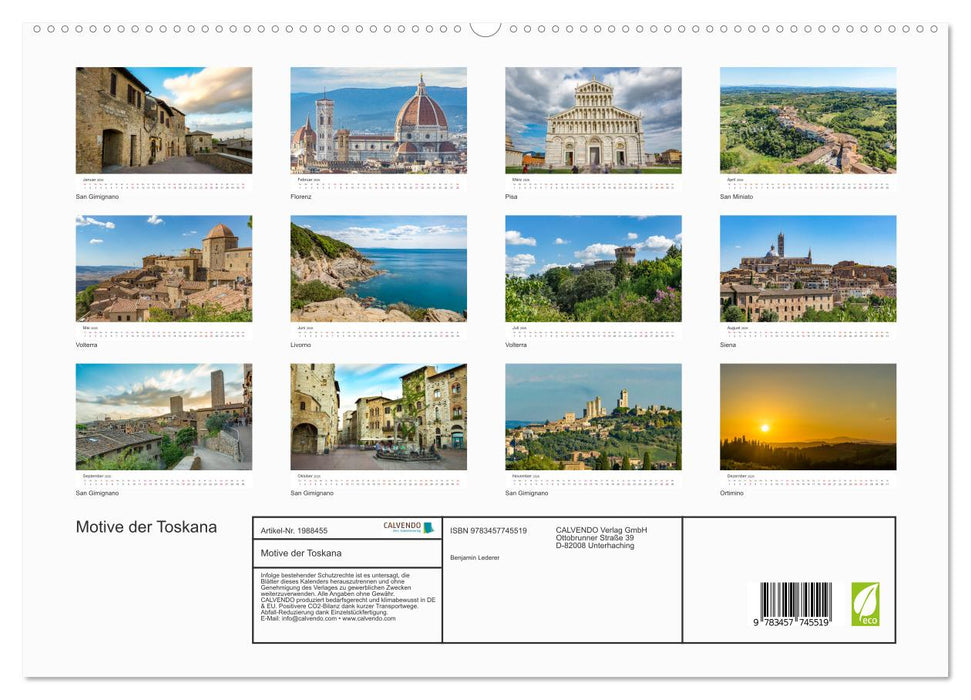 Motive der Toskana (CALVENDO Premium Wandkalender 2026)