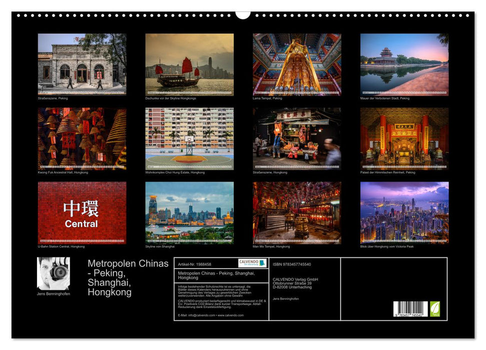 Metropolen Chinas - Peking, Shanghai, Hongkong (CALVENDO Wandkalender 2026)