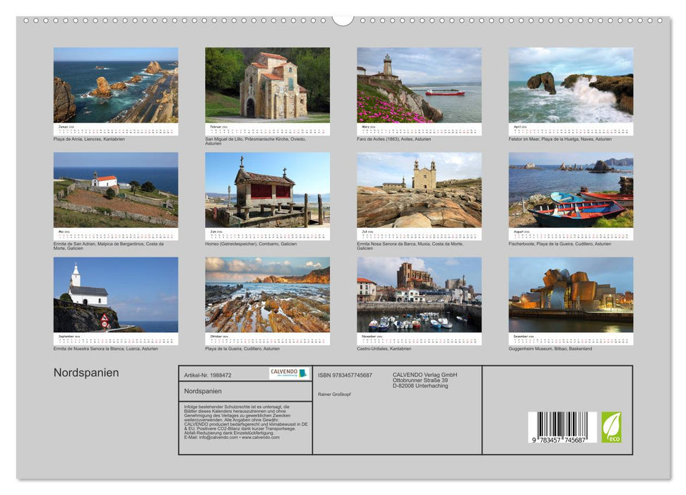 Nordspanien (CALVENDO Premium Wandkalender 2026)