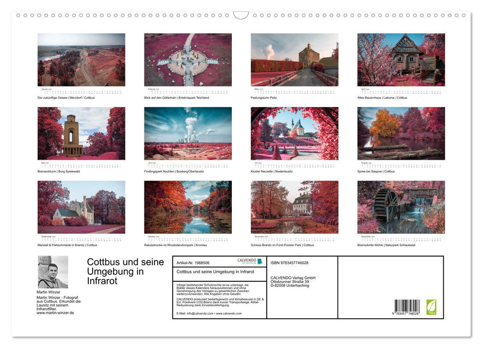 Cottbus und seine Umgebung in Infrarot (CALVENDO Wandkalender 2026)