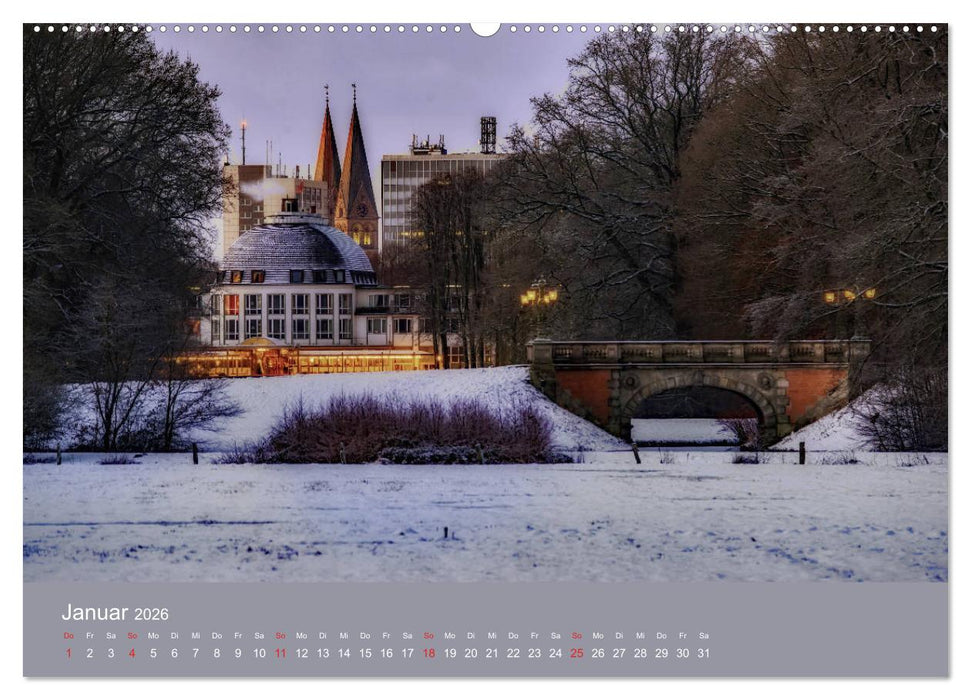 Nachts in Bremen (CALVENDO Wandkalender 2026)