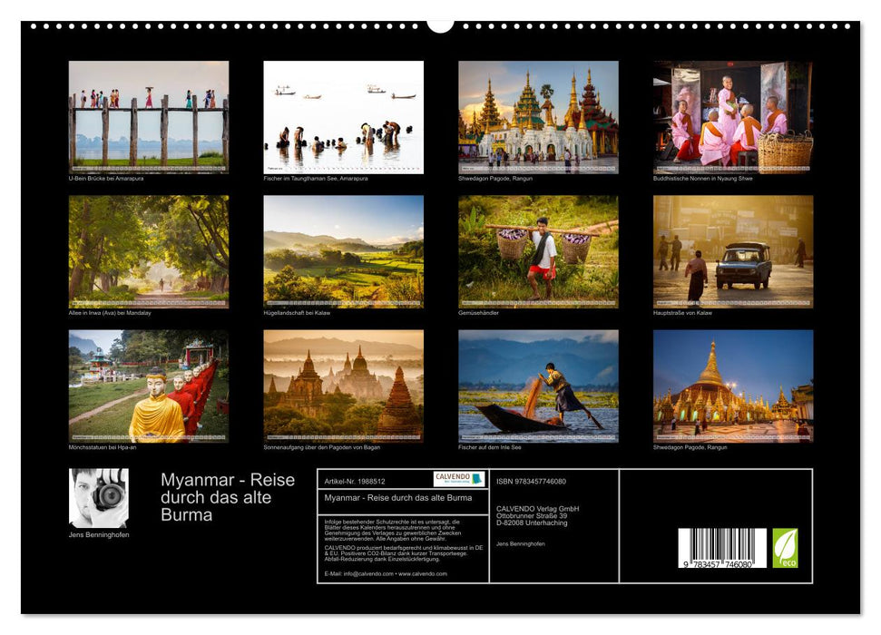 Myanmar - Reise durch das alte Burma (CALVENDO Premium Wandkalender 2026)