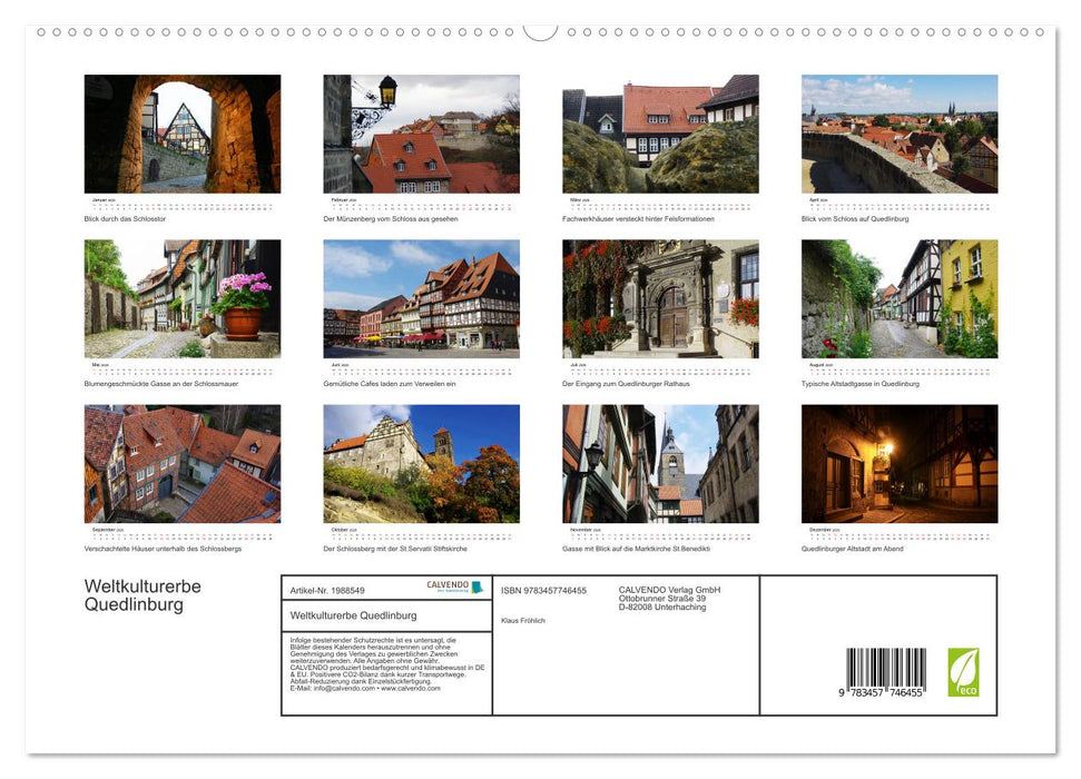 Weltkulturerbe Quedlinburg (CALVENDO Premium Wandkalender 2026)