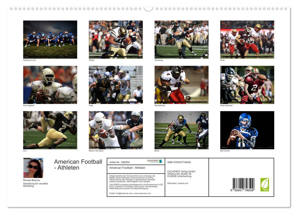 American Football - Athleten (CALVENDO Premium Wandkalender 2026)