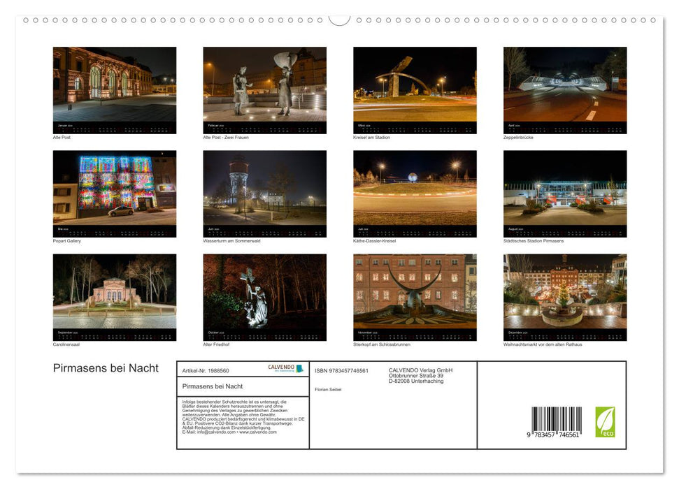 Pirmasens bei Nacht (CALVENDO Premium Wandkalender 2026)