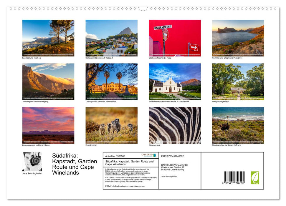 Südafrika: Kapstadt, Garden Route und Cape Winelands (CALVENDO Premium Wandkalender 2026)