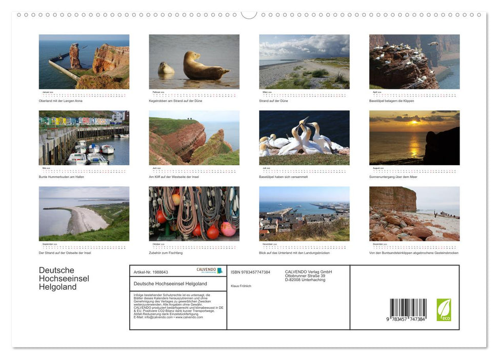 Deutsche Hochseeinsel Helgoland (CALVENDO Premium Wandkalender 2026)