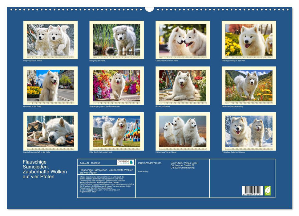 Flauschige Samojeden. Zauberhafte Wolken auf vier Pfoten (CALVENDO Wandkalender 2026)