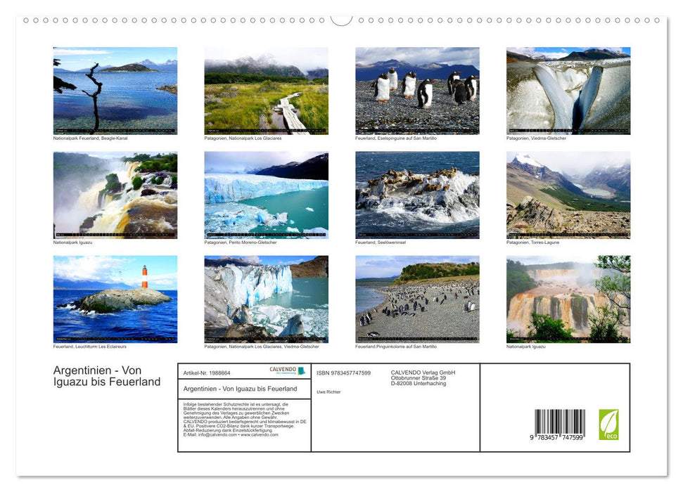 Argentinien - Von Iguazu bis Feuerland (CALVENDO Premium Wandkalender 2026)