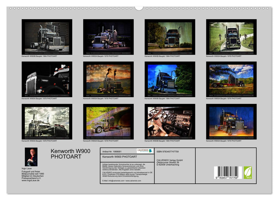 Kenworth W900 PHOTOART (CALVENDO Premium Wandkalender 2026)