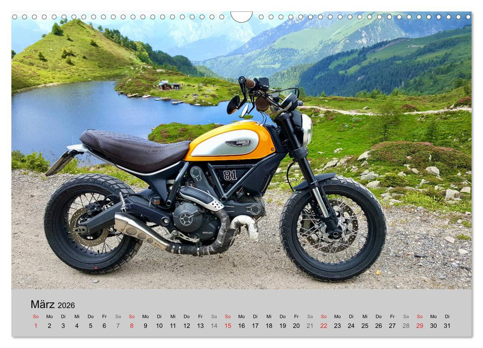 Scrambler Motorräder mit Stil (CALVENDO Wandkalender 2026)