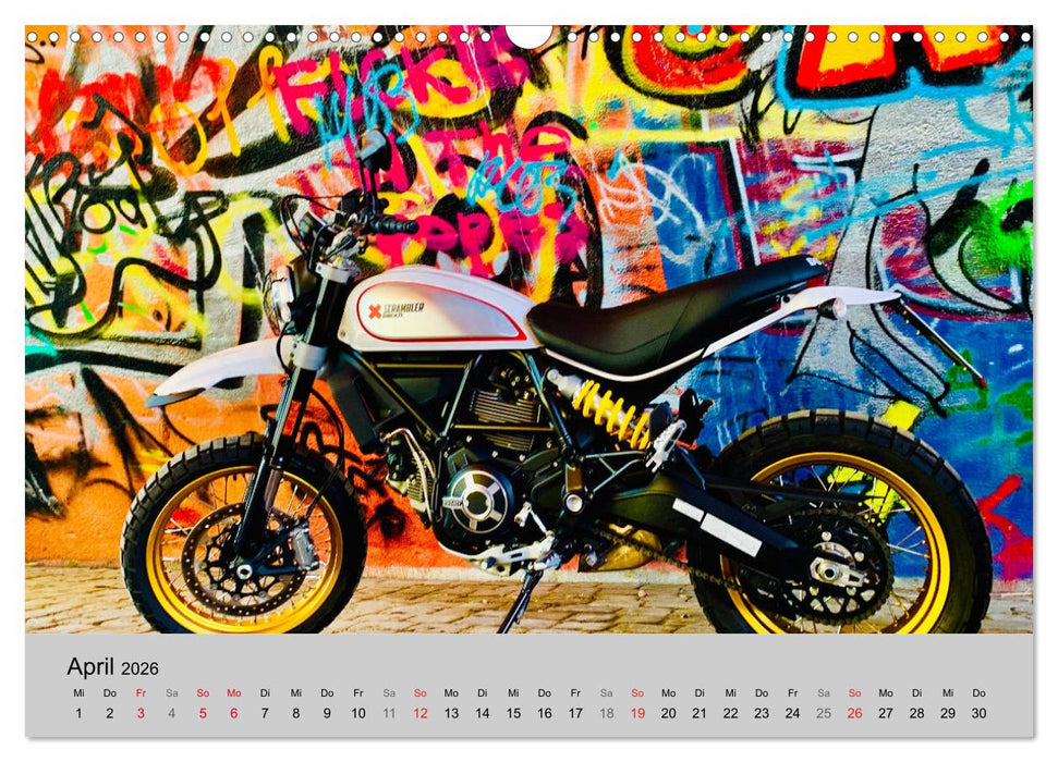 Scrambler Motorräder mit Stil (CALVENDO Wandkalender 2026)
