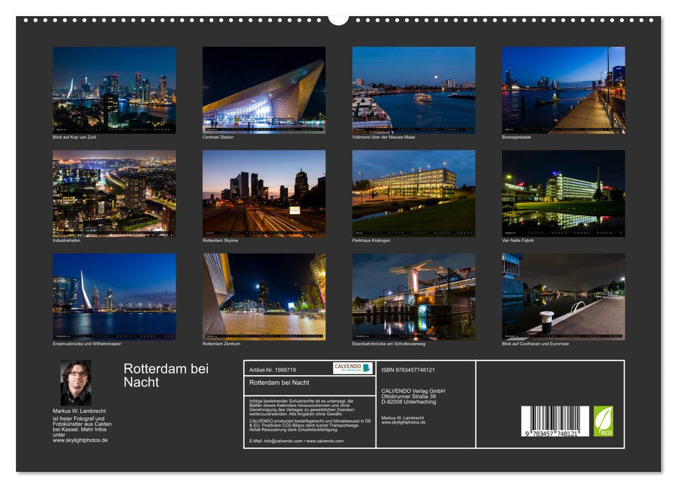 Rotterdam bei Nacht (CALVENDO Premium Wandkalender 2026)