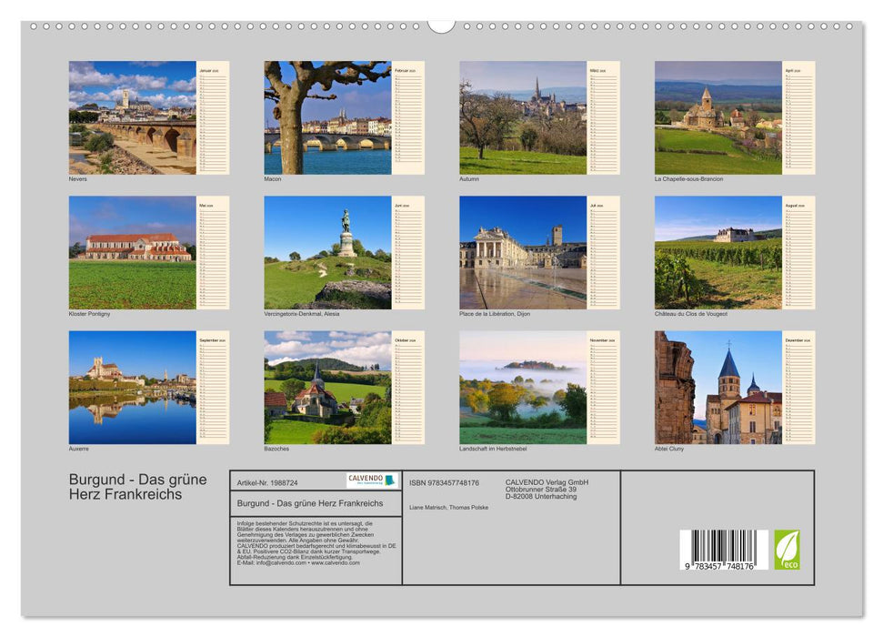 Burgund - Das grüne Herz Frankreichs (CALVENDO Premium Wandkalender 2026)