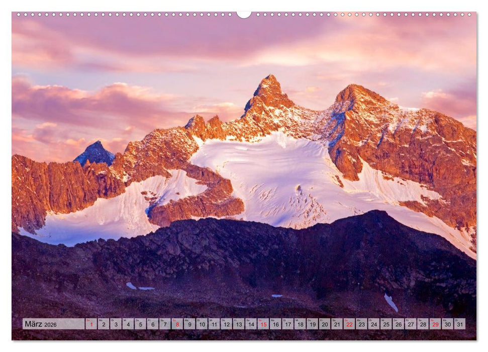 Alpenglühen in den Bergen im Salzburger Land (CALVENDO Wandkalender 2026)