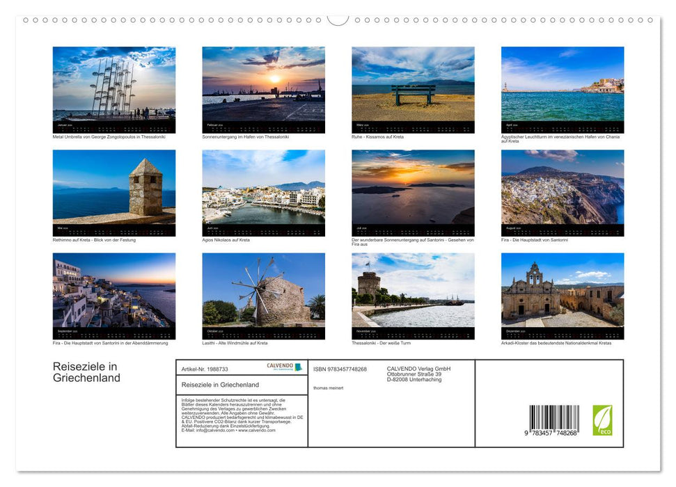 Reiseziele in Griechenland (CALVENDO Premium Wandkalender 2026)